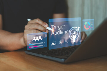 Target Audience concept. Marketing plan and strategies to target customer. Businessman touching on screen for the buyer persona. customer behavior analysis. Personalization marketing, customer-centric