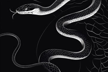 Obraz premium A simple black and white drawing of a snake
