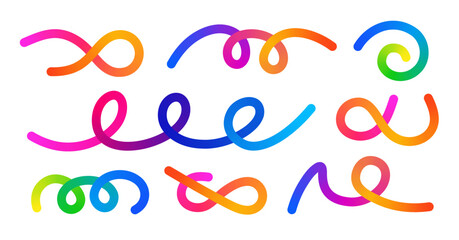 Abstract colorful ribbon gradient loops shape. Colorful lines design dynamic creative curves illustration.