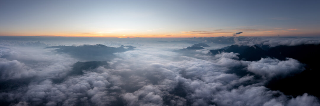 Lien son Mountain Range and Fansipan at sunrise Sapa Vietnam
