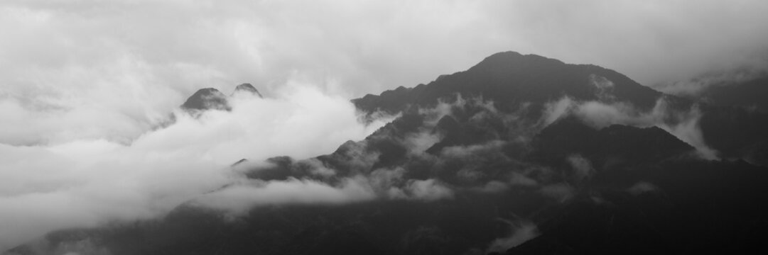 Lien son Mountain Range Fansipan Sapa Vietnam B&W