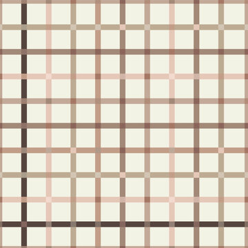 Tattersall Plaid in coffee tones on cream beige Seamless vector pattern. Textile packaging scrapbook