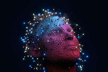 Abstract Representation of A.I. with Digital Neural Connections