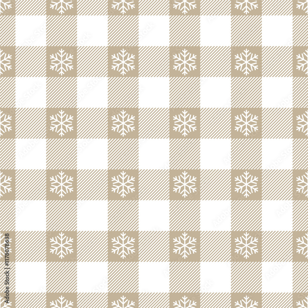 Poster snowflake seamless pattern. repeating plaid snowflakes pastel color. check design for prints. repeat
