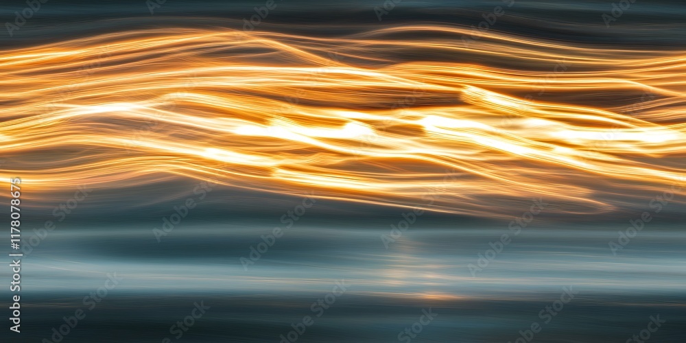 Poster golden streaks creating seamless, flowing light patterns in a tranquil setting