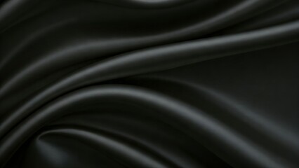Fototapeta premium Luxurious Black Silk Fabric Drape Close-Up