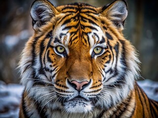 Fototapeta premium Siberian Tiger Close-up: Majestic Russian Far East Wildlife Portrait