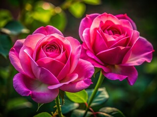 Silhouetted Pink Rose Buds Close-Up: Elegant Floral Photography