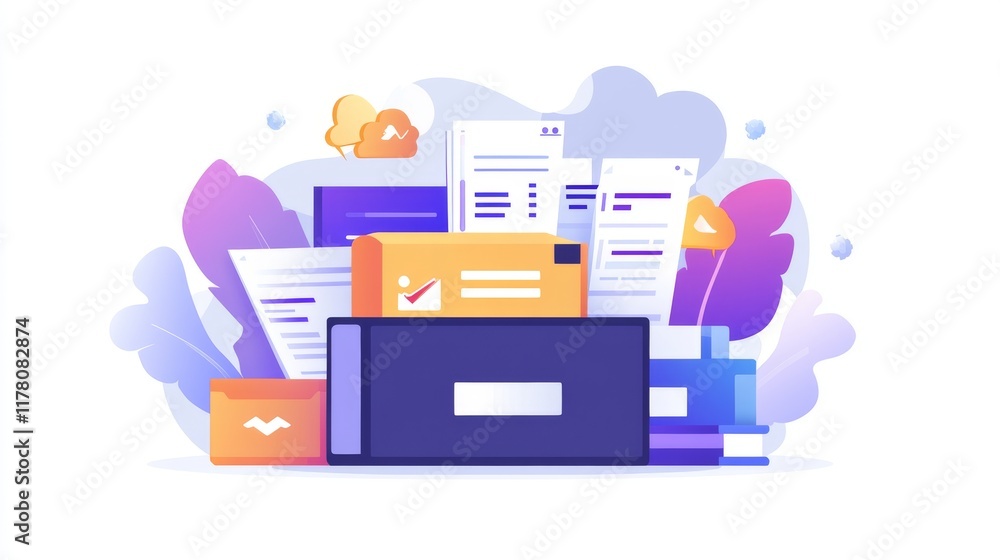 Poster digital data migration isometric landing page, cloud computing, media server, saas service for priva