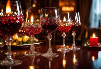 close view beautifully crafted wine glasses richly colored wine pouring vividly artfully capturing luxurious indulgence, bottle, beverage, liquid, white