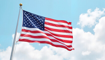 Obraz premium American flag waving against blue sky