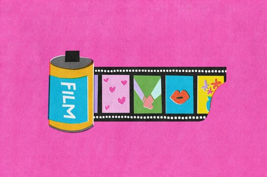 35mm film roll with love photos