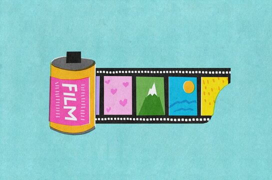 35mm film roll with photos