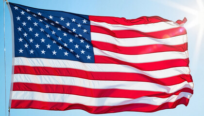 Obraz premium American flag waving against blue sky