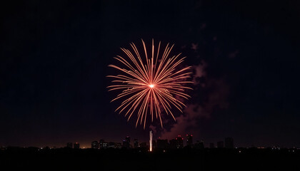 Fireworks display illuminating city skyline at night