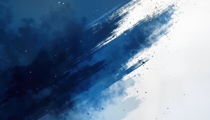 Abstract indigo, white background with grunge brush strokes, spots. Artistic design with artistic brush, ink effect. Ideal for anniversary greeting cards invitation wallpaper. Stylish, elegant