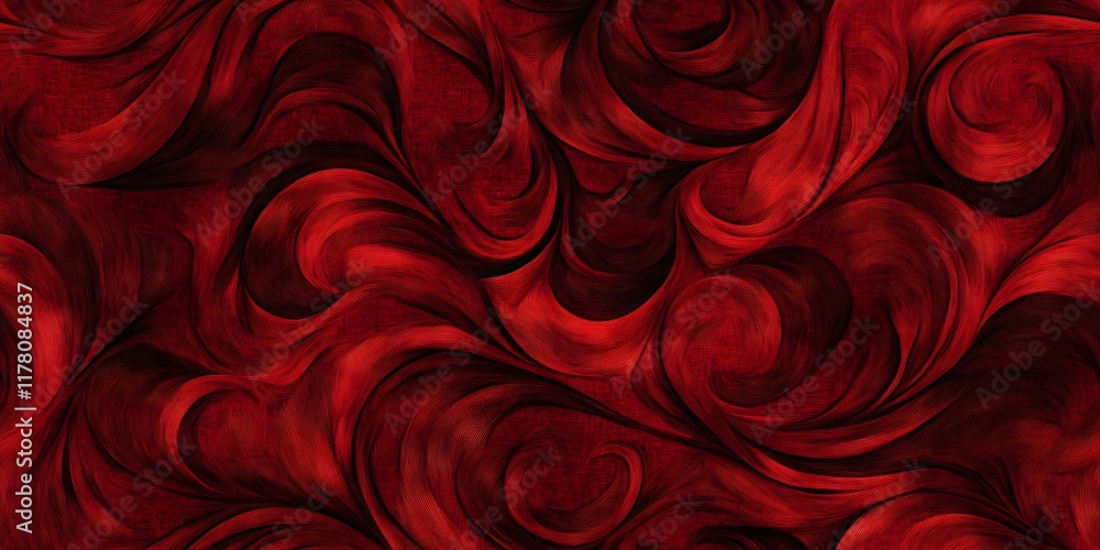 Poster dynamic red seamless pattern featuring flowing textures and rich swirls