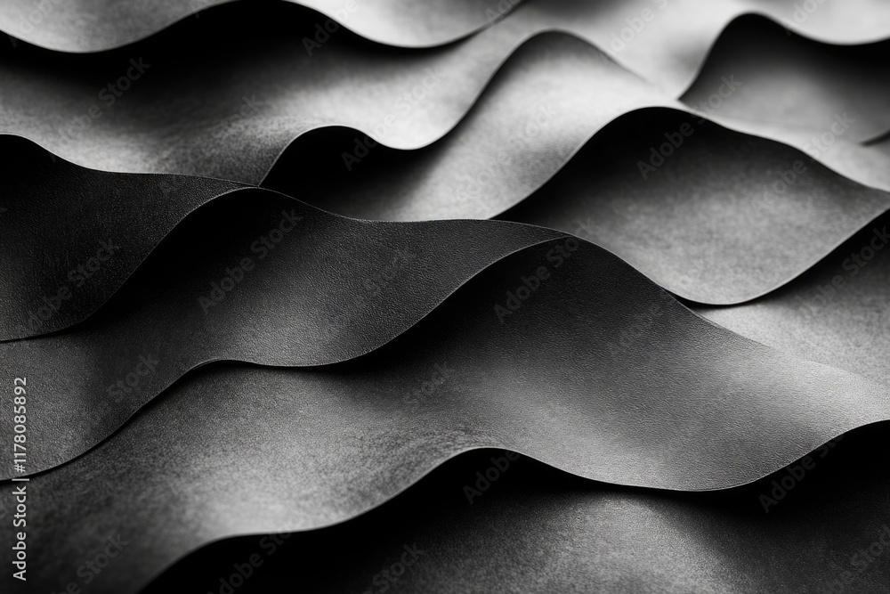 Poster a monochromatic image of a wave pattern, suitable for use in abstract designs or as a texture