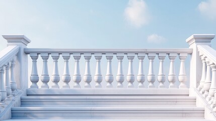 Fototapeta premium White stone or marble balustrades with pillars, columns, balusters and handrails. Vector realistic set of 3d fence in classic greek or roman style for balcony, terrace, stairs