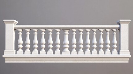 White stone or marble balustrades with pillars, columns, balusters and handrails. Vector realistic set of 3d fence in classic greek or roman style for balcony, terrace, stairs