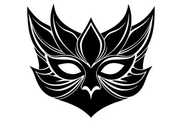 Mask black silhouette vector with white background