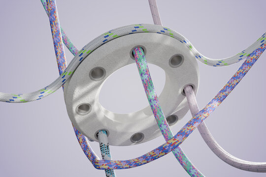 Industrial Ring with Colorful Braided Ropes