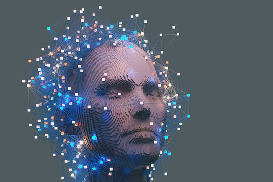 Abstract Representation of A.I. with Digital Neural Connections