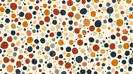 Abstract pattern of colorful dots on beige background, ideal for backgrounds or textiles.
