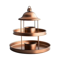 Lantern-Shaped Tiered Serving Trays with Metal Lid Isolated on Transparent Background