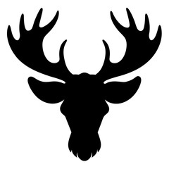 moose head, moose horn black silhouette vector, Simple silhouette Design vector icon with white background. Wild Animal vector illustration.