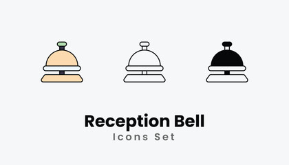 Reception Bell Icons thin line and glyph vector icon stock illustration
