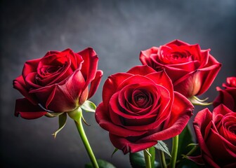 Obraz premium Silhouette of Red Roses Close-up, Elegant Floral Background with Copy Space