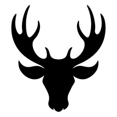 moose head, moose horn black silhouette vector, Simple silhouette Design vector icon with white background. Wild Animal vector illustration.