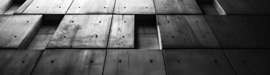Seamless grunge dark black anthracite grey gray square mosaic concrete cement stone wall tiles pattern texture wide background banner panoramic panorama