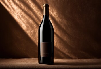 stylish minimalist wine bottle elegant textured fabric background aesthetic home decor, minimalism, elegance, style, design, curves, colors, shapes