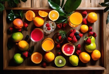 vibrant drink arrangement featuring fresh ingredients like colorful ice beautiful glassware refreshing visual experience, beverage, cocktail, garnish, fruits