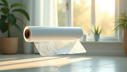 Fototapeta premium White Plastic Roll for Protective Wrapping