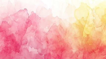 Fototapeta premium Pink, yellow watercolor background, gradient texture, abstract design.