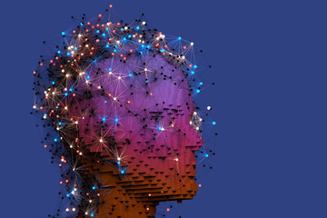 Abstract Representation of A.I. with Digital Neural Connections