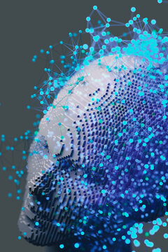 Abstract Representation of A.I. with Digital Neural Connections