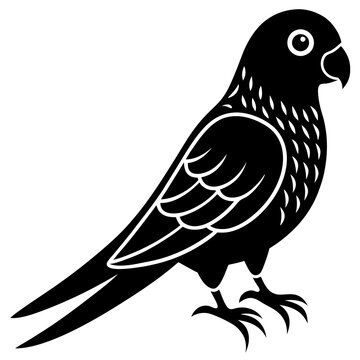 parakeet black silhouette vector, Simple silhouette Design vector icon with white background. Wild Animal vector illustration. bird vector illustration