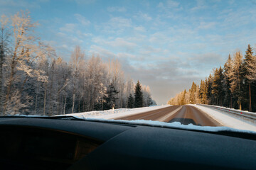 Winter Journey Through a Snowy Landscape
