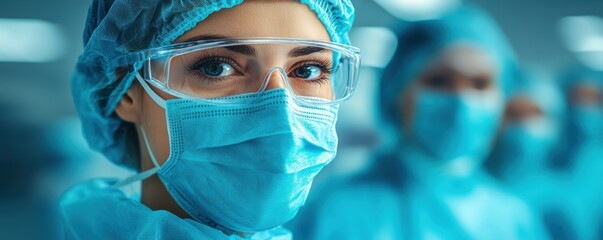 Healthcare Professional in Surgical Attire with Focused Expression Demonstrating Medical Preparedness in a Modern Hospital Environment