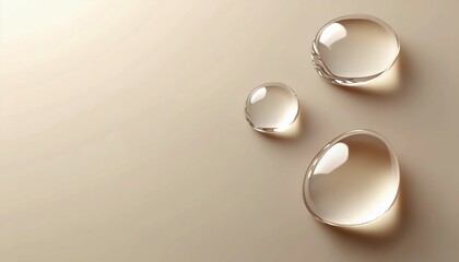 Clear water droplets on a smooth surface reflecting light in an elegant arrangement