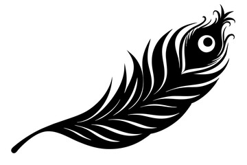 peacock feather black silhouette vector, Simple silhouette Design vector icon with white background. Bird Illustration, Peacock illustration 