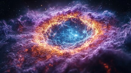 Cosmic Nebula Fiery Ring Celestial Wonder
