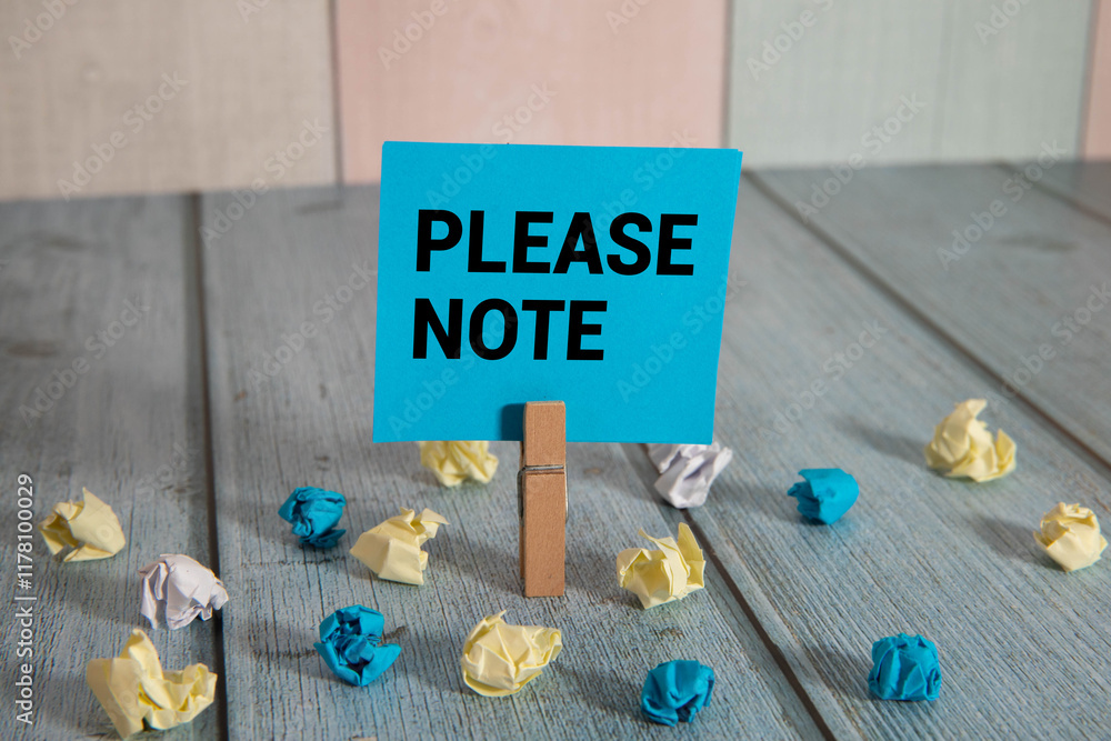 Poster text sign showing please note. conceptual photo formal way to direct showing