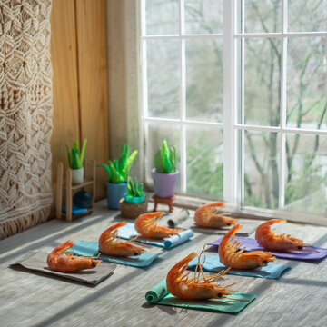 Yoga Group. A Surreal Concept of Healthy Lifestyle