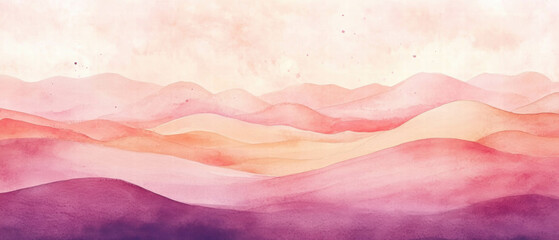 Obraz premium Sandy desert dunes in watercolor with soft blends of warm and cool colors