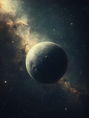 Fototapeta premium A solitary planet amidst a cosmic nebula.